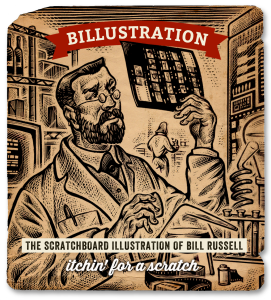 Scratchboard drawing llustration is a Science by Bill Russell