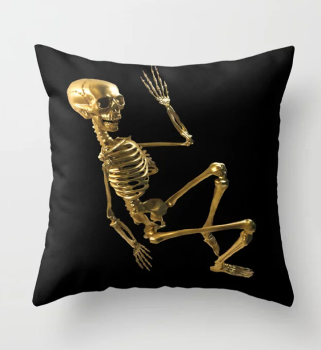 Gold Skeleton Pillow