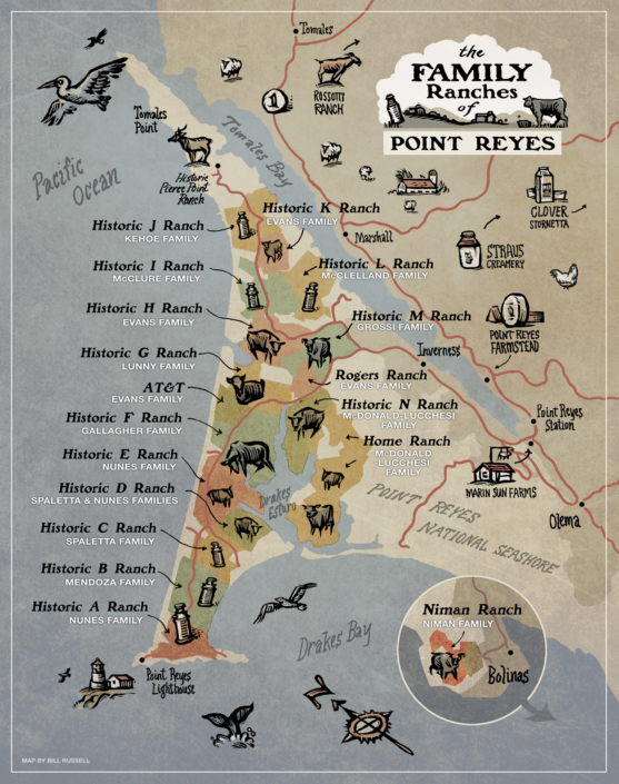 2016: Pt. Reyes Family Ranchers Map Pt. Reyes Family Ranchers Map © Bill Russell